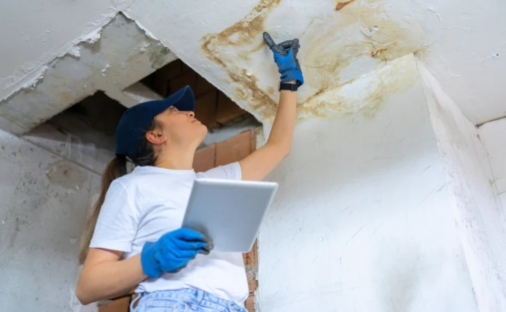 Specialist checking the water damage